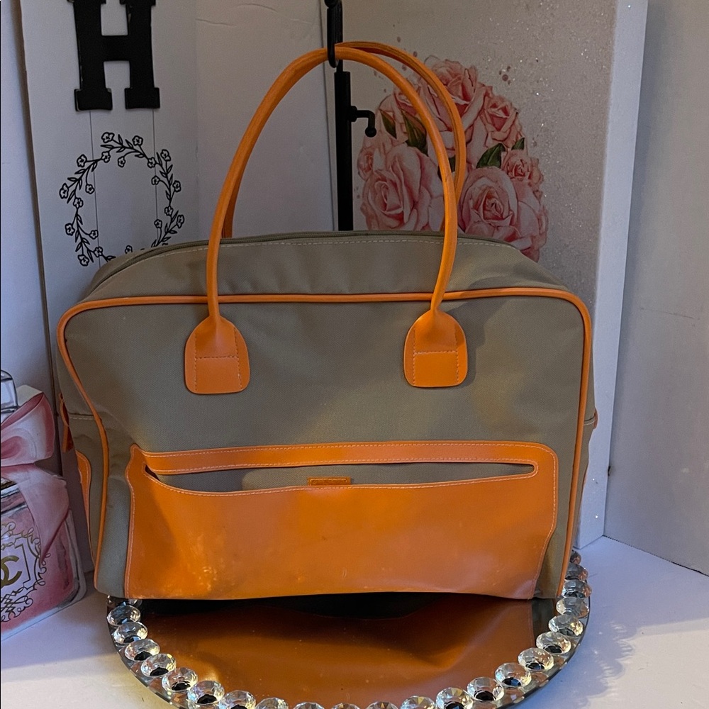 Estee Launder Stylish Orange and Tan Women's Bag